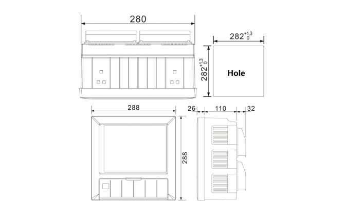 Installation Dimensions for ST800 Paperless Data Recorder