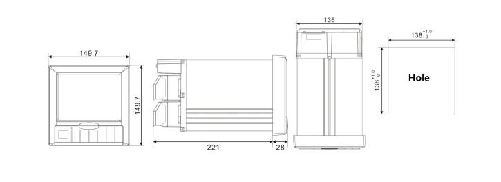 SX 5000 Paperless Recorder Installation Dimensions