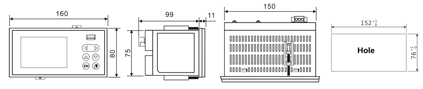 SX 2000 Paperless Recorder Installation Dimensions