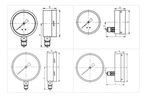 6 inch pressure Gauge dimensions