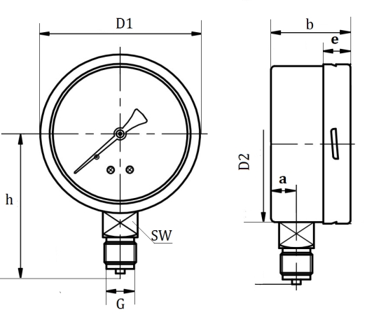 Capsule Pressure Gauge Dimensions