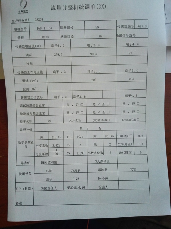 Coriolis Flow Meter Parameter รายการตารางการกำหนดค่าจากโรงงาน