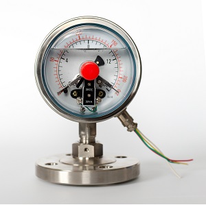 Oil filled electric contact pressure gauge with diaphragm seal