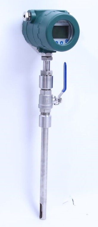 Insertion type thermal mass flow meter