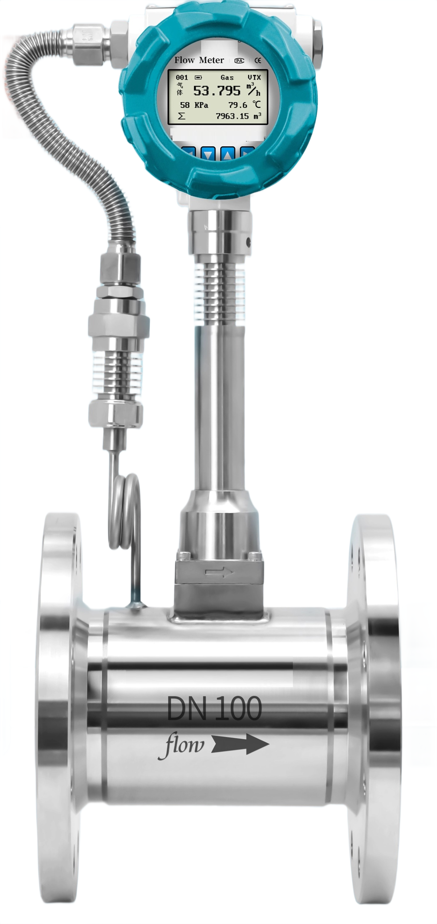 steam vortex flow meter with temperature and pressure correction