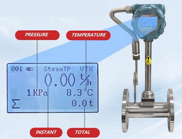 Vortex flow meter for steam