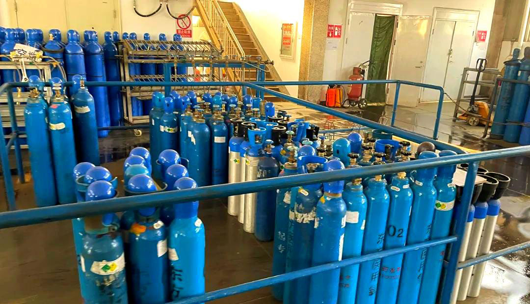 Industrial oxygen cylinder storage facility
