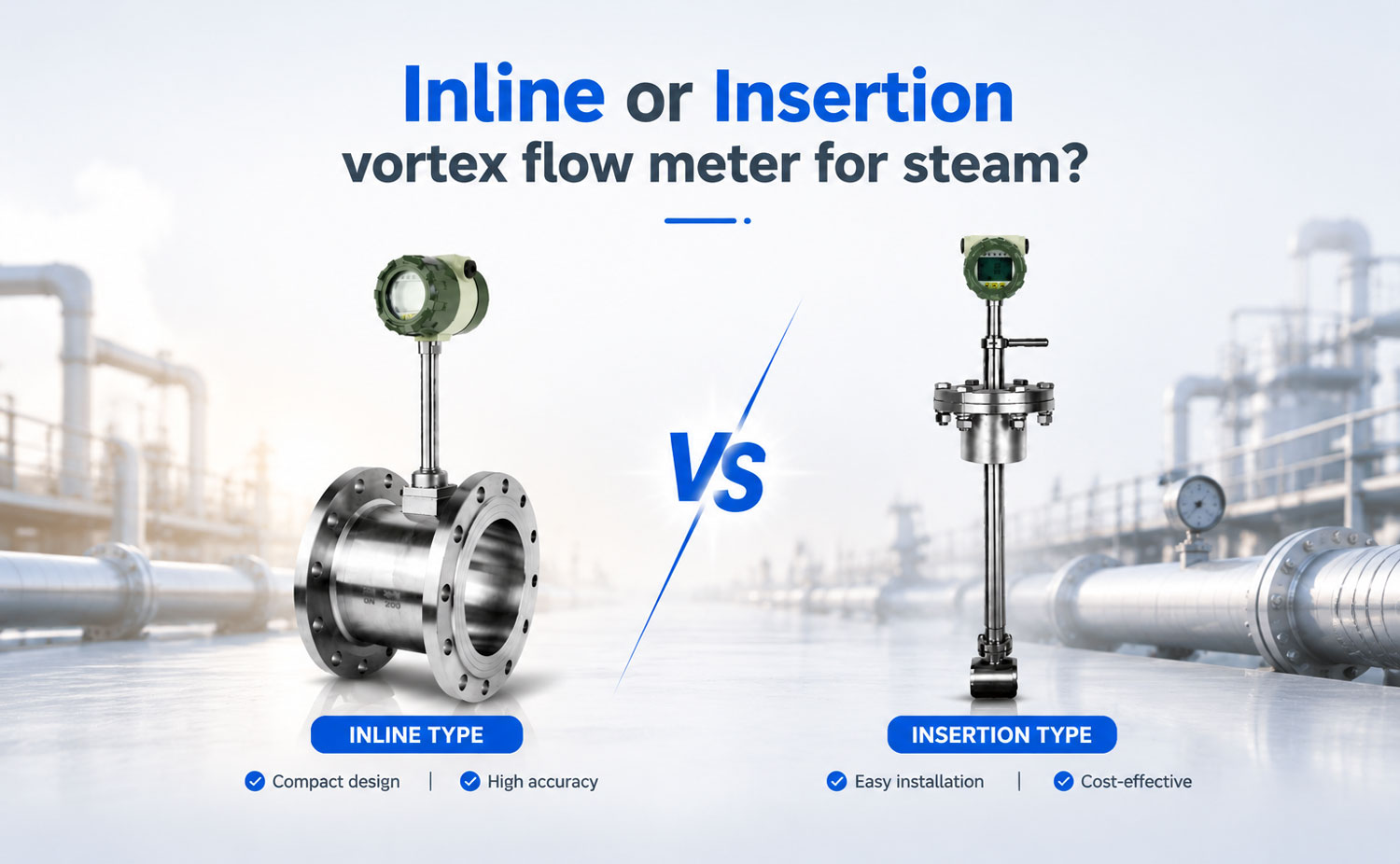 Inline or Insertion 8 Inch steam flow meter