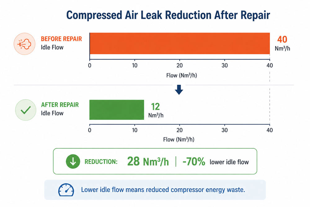 Compressed Air Leak Reduction After Repair
