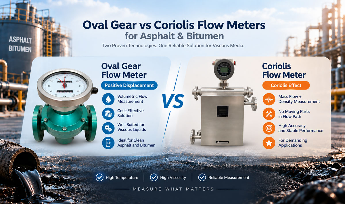oval gear vs coriolis flow meters asphalt bitumen
