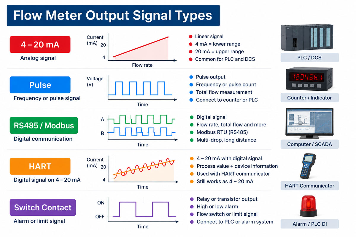 flow meter output signal types comparison